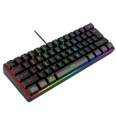 KQJQS 61-Key Wired Gaming Keyboard, Ergonomic, Waterproof, Compact for PC, Mac, PS4, Xbox - Backlit Mini Design
