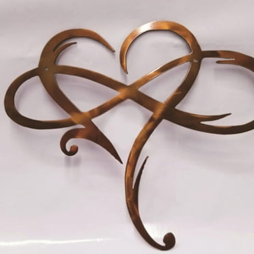 KQJQS Eternal Wrought Iron Decoration Indoor Ornaments Metal Wall Decoration Infinitys Heart-Steel Wall Decor Metal Wall Art 25*30cm