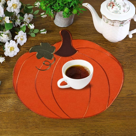 KQJQS Fall Pumpkin Dish Drying Mat - 14x14 Inch Absorbent Reversible Dish Drainer Pad for Halloween Thanksgiving Kitchen Counter Decor