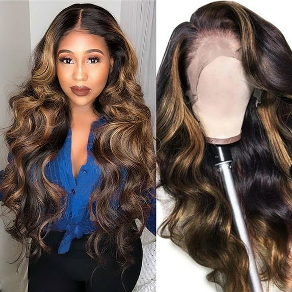 KQJQS Fashion Wigs for Women Lace Front Wigs Glueless Wigs Human Hair Pre Plucked Pre Cut, Wigs Human Hair for Daily Wear 25.5In