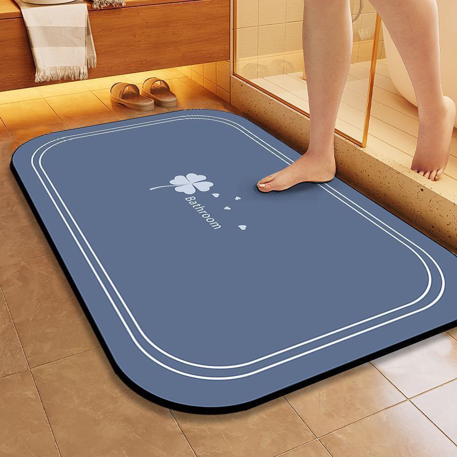 KQJQS Fast Drying Diatomaceous Earth Bath Mat for StoneLike Absorbent Bathroom Floor Mats