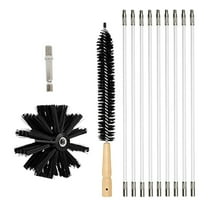 KQJQS Flexible Dryer Vent Cleaning Brush Kit – 6 Nylon Rods, Rotary Head, Wood Handle, Hexagonal Adapter for Chimney & Duct Cleaning