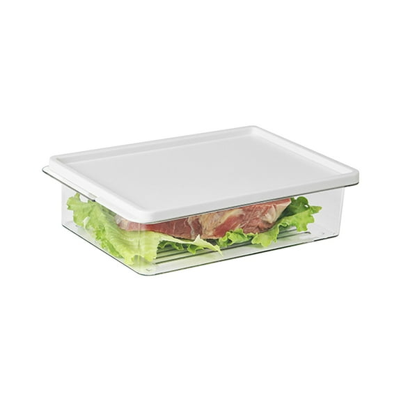 KQJQS Fruit and Vegetable Preservation Box - Airtight Plastic Storage Container with Drainage for Refrigerated Storage, Transparent and Space-Saving