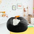 thumbnail image 1 of KQJQS Giant Bean Bag Chair Cover - 5FT Round Faux Fur Beanbag Cover for Kids and Adults, Soft and Fluffy Lazy Sofa Bed Cover (Black, No Filler), 1 of 3
