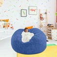 thumbnail image 1 of KQJQS Giant Bean Bag Chair Cover - 5FT Round Faux Fur Beanbag Cover for Kids and Adults, Soft and Fluffy Lazy Sofa Bed Cover (Blue, No Filler), 1 of 3