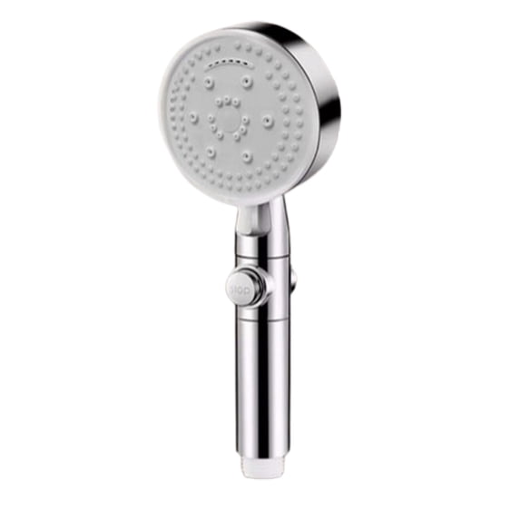KQJQS High Pressure Handheld Shower Head with On Off Switch, Chrome Detachable Showerhead, 8 Spray Modes Shower Massager Handheld Hard Water Filter for Bathroom (Silver)