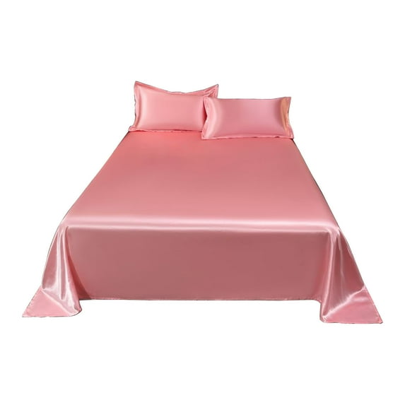 KQJQS Ice Silk Bed Sheet Set, 3-Piece Cooling Bedding with Pillowcases, Soft and Breathable Fabric, Machine Washable, Luxurious Satin Feel