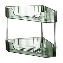 KQJQS Kitchen Corner Spice Rack — Double Shelf Countertop & Wall Mounted Organizer, 13.6 x 10.3 in Plastic Triangular Storage Shelf for Counter, Pantry & Cabinet