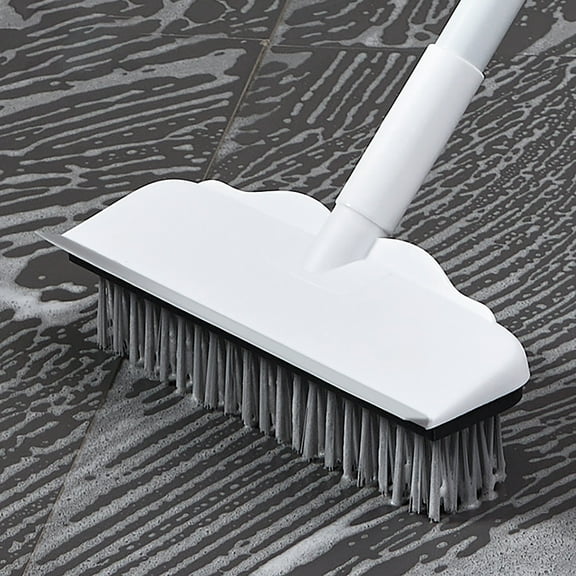 KQJQS Long-handled 2-in-1 Floor Scrub Brush with Stiff Bristles - Ideal for Deck, Bathroom, Tub, Tile, Grout, Patio, and Garages - Multi-Purpose Cleaning Brush