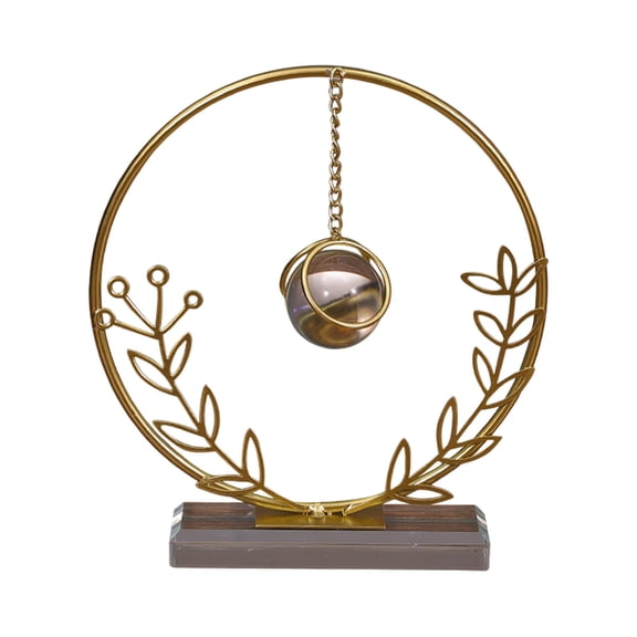 KQJQS Luxury Geometric Crystal Ball Ornament, Gold Metal Iron Wheat Craft, Creative Home & Office Decoration, Modern Geometric Design ﻿