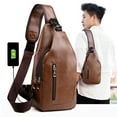 thumbnail image 1 of KQJQS Men Sling Bag Anti Theft Shoulder Bag Small Leather Crossbody Sling Backpack with USB Charge Port, 1 of 7