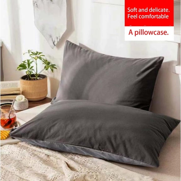 KQJQS Microfiber Pillowcases Standard with Zipper Set of 2 - Breathable Zippered Pillow Covers for Hair and Skin, Soft Brushed Pillow Cases 2 Pack, 19 x 29 Inches 