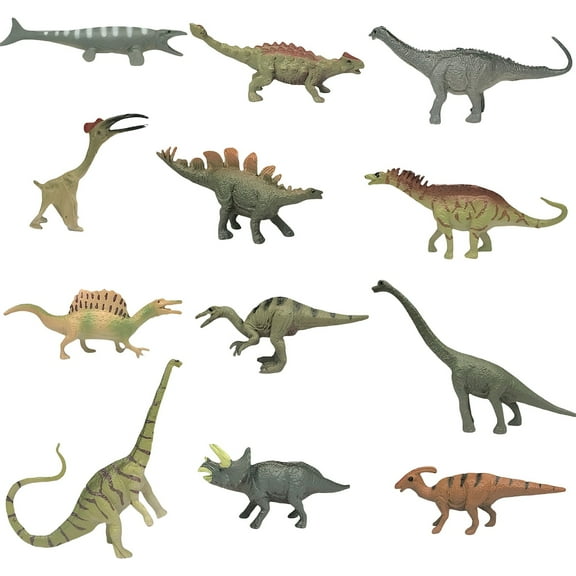KQJQS Mini Dinosaur Party Pack - 12pcs Plastic Dinosaur Toys, Educational & Fun Party Favors, Preschool School Carnival Gifts