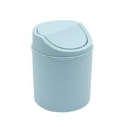 KQJQS Mini Trash Can with Lid Small Desk Countertop Garbage Cans for Tiny Waste Basket Light Blue