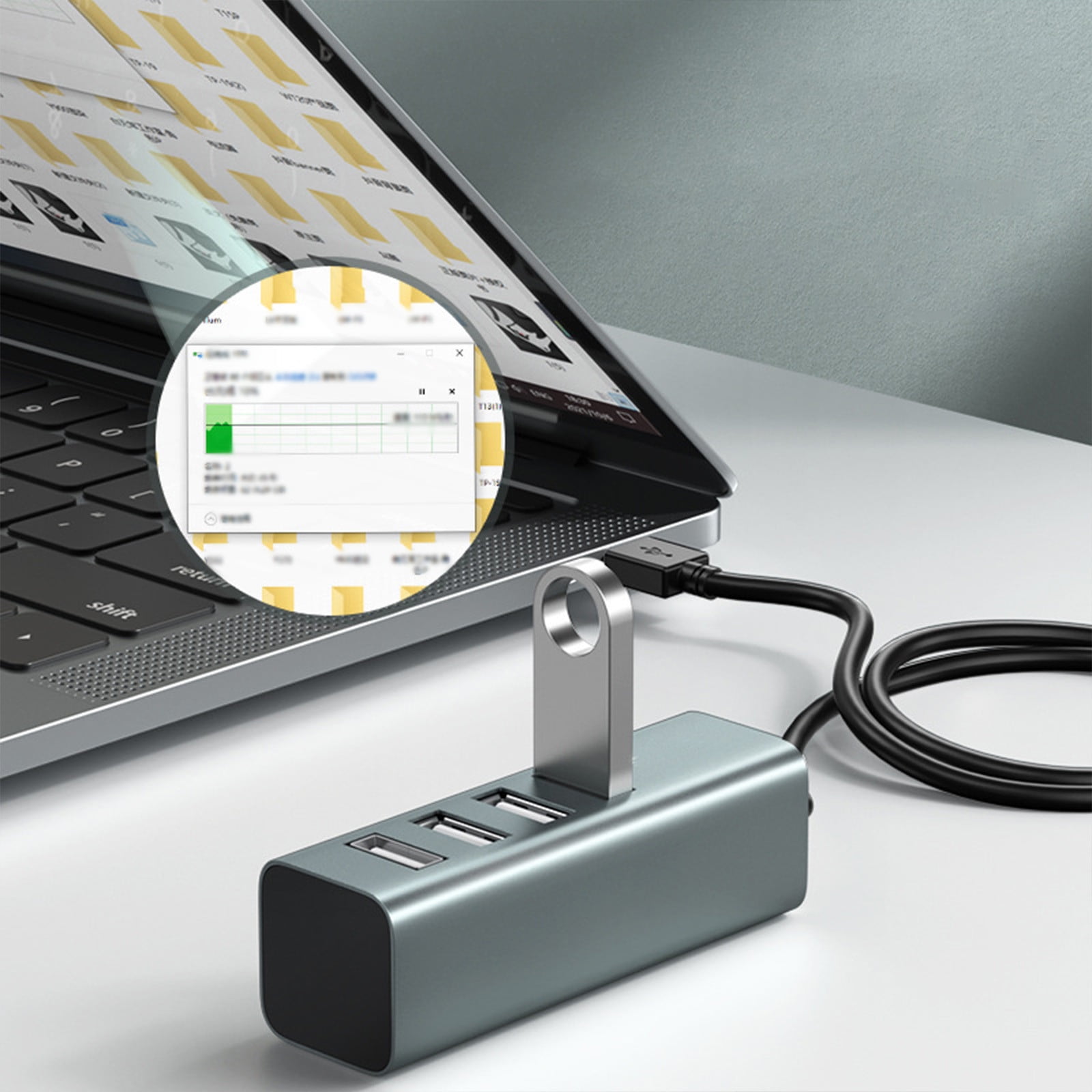 KQJQS Multi-Port Docking Station for Cell Phones and Computers - Aluminum Alloy, Multi-Compatible Data Cable Hub