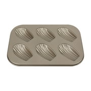 KQJQS Non-Stick Mini Madeleine Cake Pan - 6 Cavity Oval Scallop Baking Mold