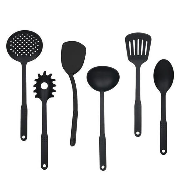 KQJQS Nylon Kitchen Utensils Set 6-Piece, Heat Resistant Up to 400°F for Non-Stick Cookware, Spatula/Ladle/Colander with Ergonomic Handles, Dishwasher Safe for Cooking Baking Frying