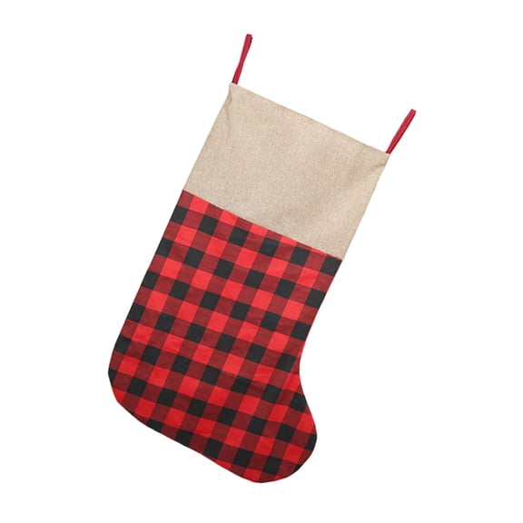 KQJQS Oversized Christmas Stocking, 34 Inch Plaid Polyester Holiday Gift Sock, Large Capacity Hanging Stocking for Christmas Tree, Fireplace Mantel and Home Decor