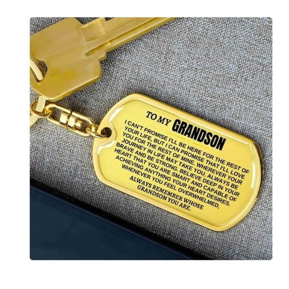 KQJQS Personalized To My Grandson Keychain - Perfect Gift For Grandson or Grandchild(Gold)