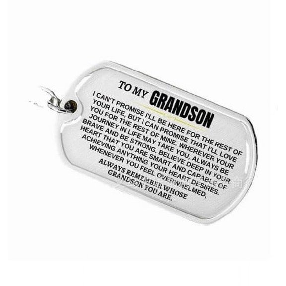KQJQS Personalized To My Grandson Keychain - Perfect Gift For Grandson or Grandchild(Silver)