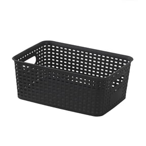 KQJQS Plastic Hollow Woven Storage Basket - Stackable & Durable for Home/Office