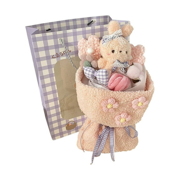 KQJQS Plush Cartoon Bear Flower Doll Bouquet – Perfect Gift for Wedding, Valentine's Day, Birthday