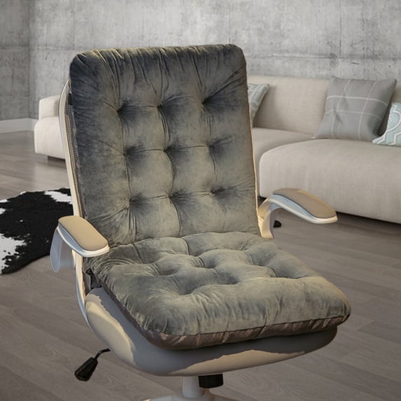 KQJQS Plush Office Chair Cushion with Back Support - One-Piece Desk Chair Cushion with Tie & Non-Slip Bottom for Long Sitting - 17 x 33 Inch