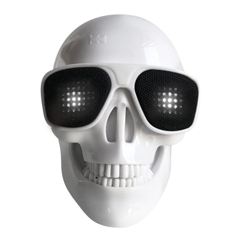 KQJQS Portable Skeleton Skull Bluetooth Wireless Speaker 15W BT4.0 FM Radio Halloween Wireless Speaker