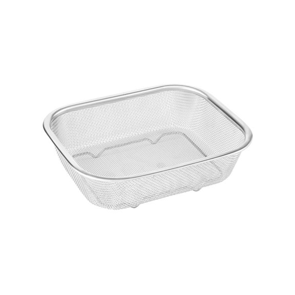 KQJQS Rectangular Mesh Stainless Steel Colander Strainer - Ideal for Frying, Serving, and Draining Vegetable, Fruits, French Fries, and More
