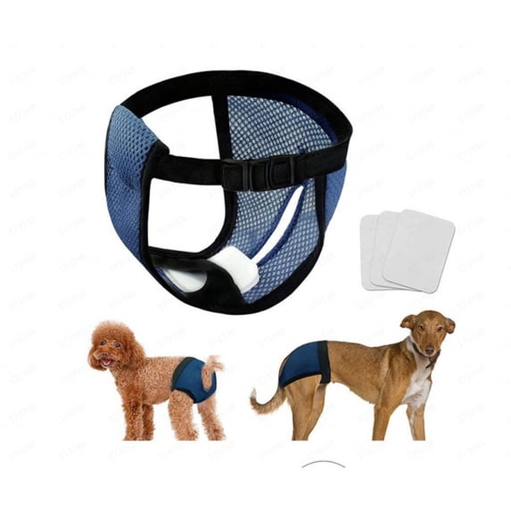 KQJQS Reusable Mesh Dog Diapers with 3 Replaceable Inserts - Washable Sanitary Wraps for Female Dogs in Heat and Incontinence