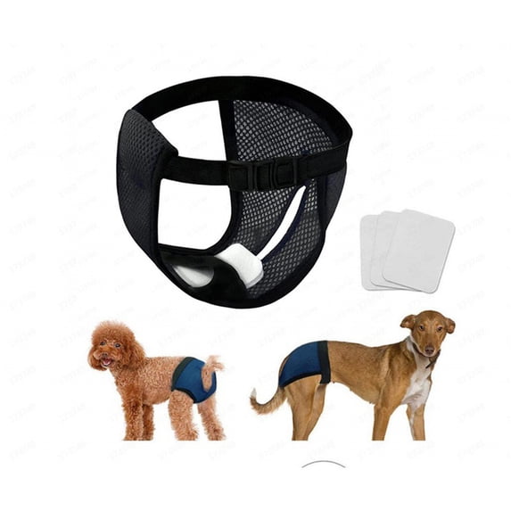 KQJQS Reusable Mesh Dog Diapers with 3 Replaceable Inserts - Washable Sanitary Wraps for Female Dogs in Heat and Incontinence