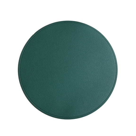 KQJQS Round Leather Placemat Solid Colour Faux Leather Placemats , Coffee Mats, Kitchen Table Mats,, Easy To Clean Kitchen Table Mats