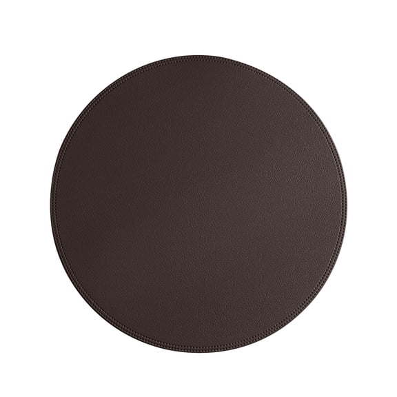 KQJQS Round Leather Placemats Solid Color Faux Leather Brown Coffee Mats Kitchen Table Mats Easy to Clean