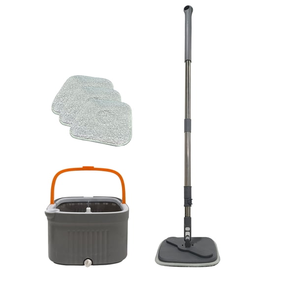 KQJQS Spin Mop And Bucket With Wringer Set, Support Self Separation Sewage And Clean Water, Telescopic Stainless-Steel Mop Cleaning Bucket Mop For Floors Kitchen