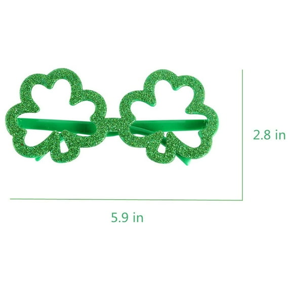 KQJQS St. Patrick's Day Glittering Shamrock Glasses - Party Decoration Accessories