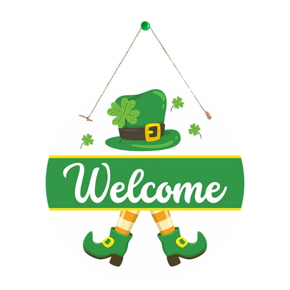 KQJQS St Patricks Day Welcome Door Sign - Saint Patricks Day Decorations For Home - Door Hanger Cottages St Patrick