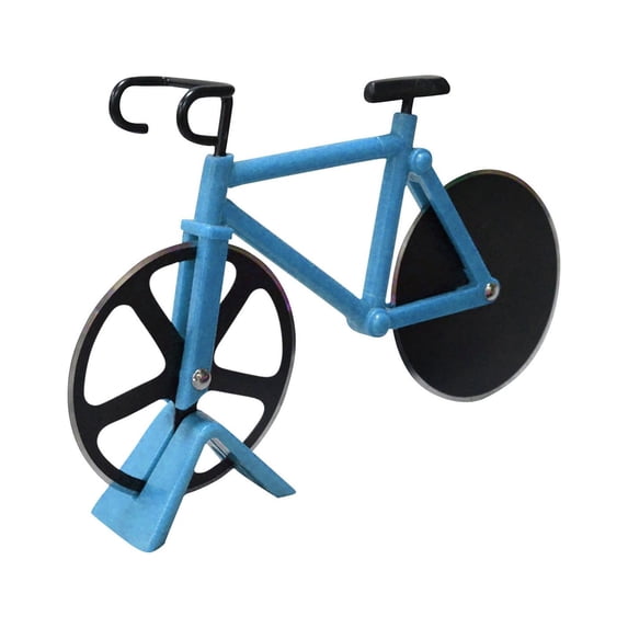 KQJQS Stainless Steel Bicycle-Shaped Pizza Cutter with Plastic Wheel - Unique Kitchen Tool for Pizza Lovers