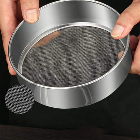 KQJQS Stainless Steel Flour Sieve with Ultrafine Mesh - Durable Baking Tool for Sifting Dry Ingredients