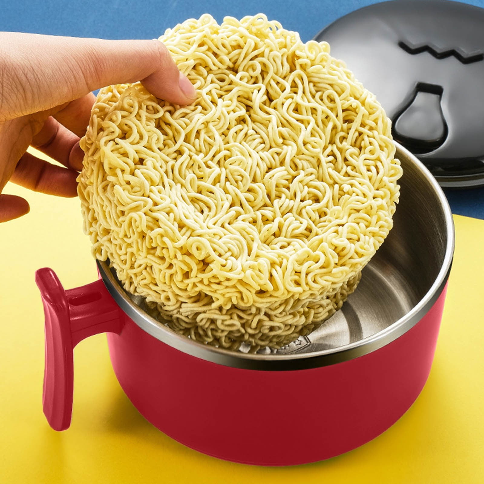 KQJQS Stainless Steel Ramen Noodle Cooker with TightFitting Lid, Handle, and Steam Vent Ideal