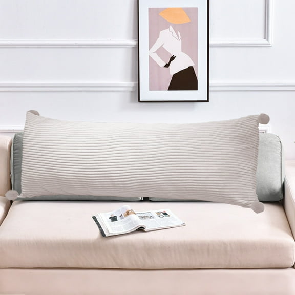 KQJQS Striped Corduroy Oblong Body Pillow Cover 20x54 inches Polyester Cozy Body Pillow Case with Elegant Look Hidden Zipper, No Insert (White)