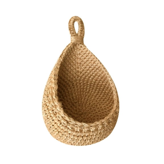 KQJQS Teardrop Jute Hanging Wall Planters - 4 Inch Outdoor/Indoor Herb Pot Holder,Wall Decor for Fence Mini Size