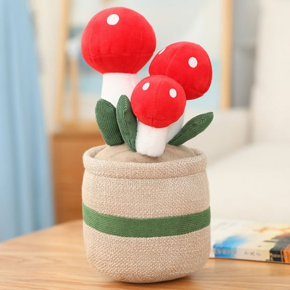 KQJQS Toy Figure Stuffed Toy Mushroom Plant Pillow, Flower Decoration, 9.8×4.7inch, Mushroom Orange