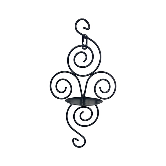 KQJQS Vintage Wrought Iron Wall Mounted Candle Holder with Drip Tray & Hook, Rustic Decorative Sconce for Home Living Room Bedroom Wedding Party Ambiance Decor