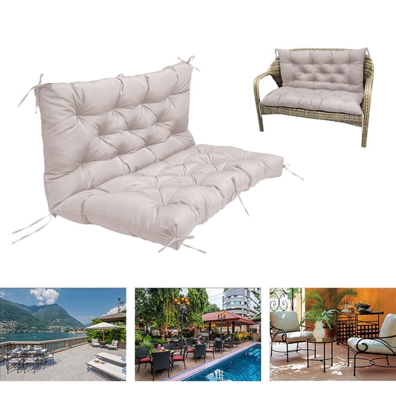 KQJQS Waterproof Bench Cushion with Backrest, Seat Swing Replacement Cushions Overstuffed for Garden Patio Furniture Loveseat Swing Outdoor Bench Cushions (47.2*39.4*3.94inch)