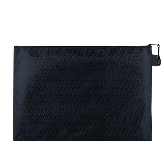 KQJQS Waterproof Zipper File Bags, 3 Pack A4 Document Holders Pencil Pouch for Office, Black