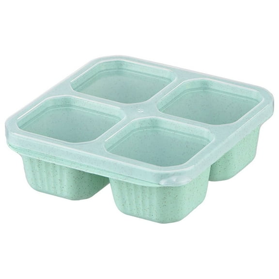 KQJQS Wheat Straw Bento Snack Containers Set - 4 Compartment Food Storage Lunch Box, Microwave and Dishwasher Safe Plastic Food Containers
