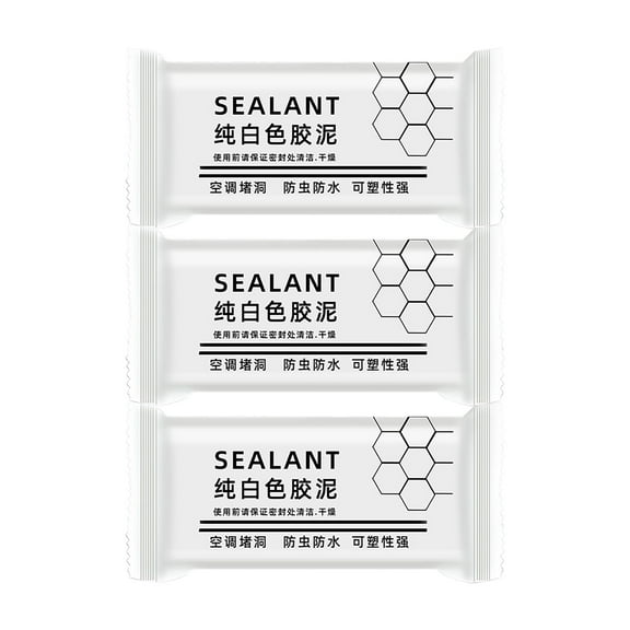 KQJQS White Seal Putty Waterproof Duct Seal Repair Sealing Clay, Quick Mending Mud for Drain Connection, Wall Hole, Air Conditioning Hole(3 Pcs) 