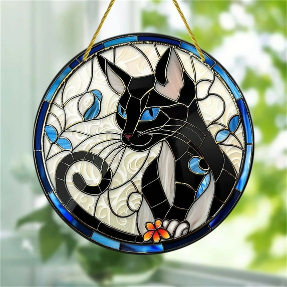 KQJQS2 Siamese Cat Acrylic Sun Catcher Pendant – Colorful Window & Wall Hanging Decor with Durable Chain, Vibrant Fade-Resistant Design