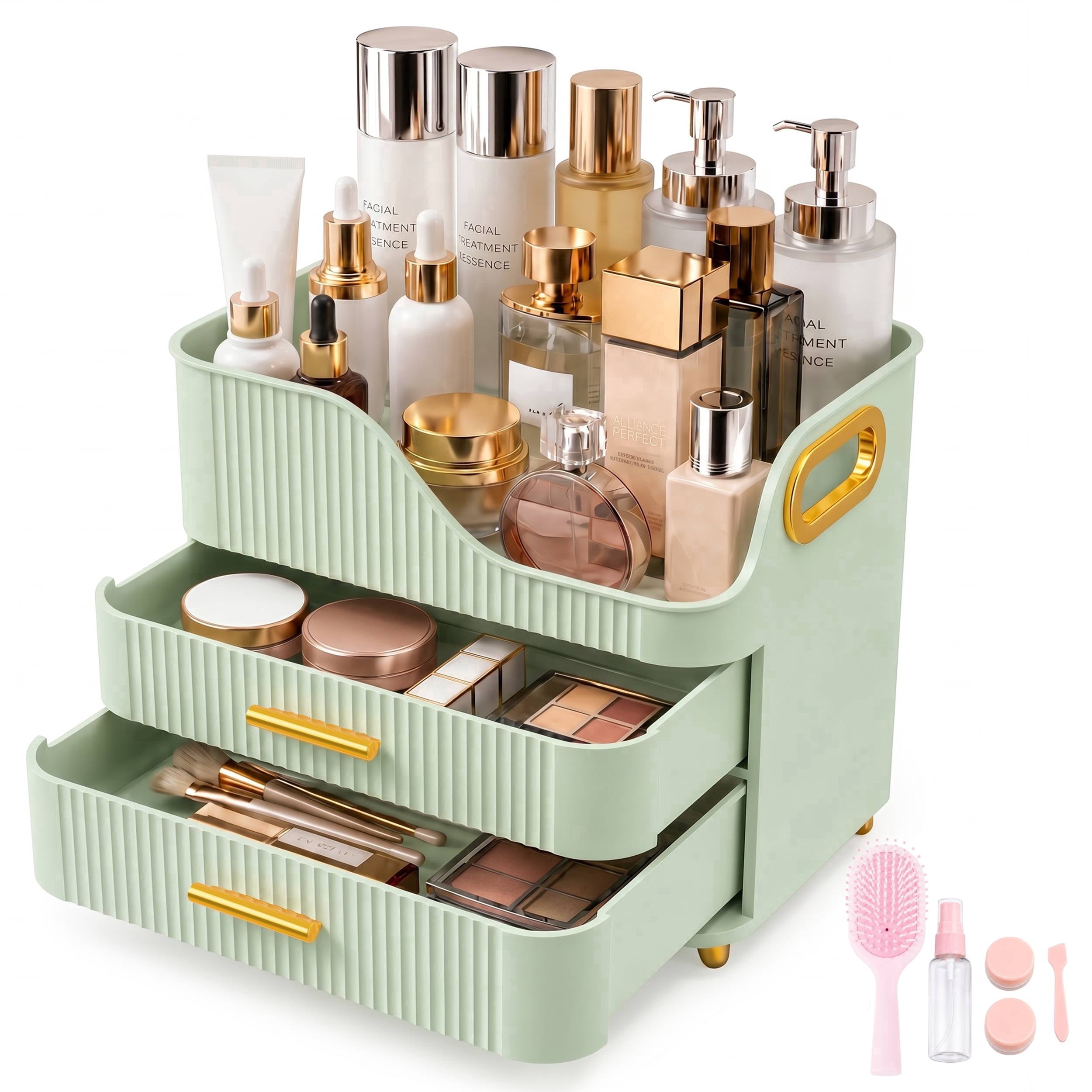 Countertop Makeup Organizer with Drawers, 3 Tier Cosmetic Storage Box