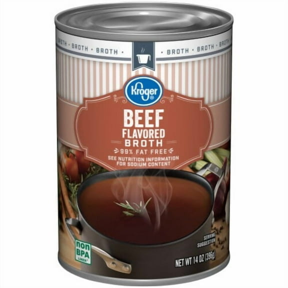 KR 99% Fat Free Beef Broth Can 14 oz - Pack of 2
